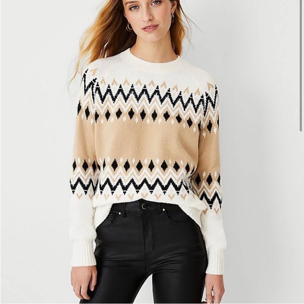 BNWT Ann Taylor Fair Isle Crewneck Sweater M